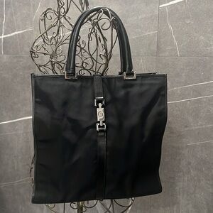 Gucci Black Leather Tote Bag